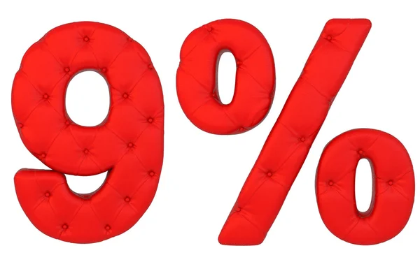 Luxe rode lederen lettertype 9 cijfers en procent — Stockfoto