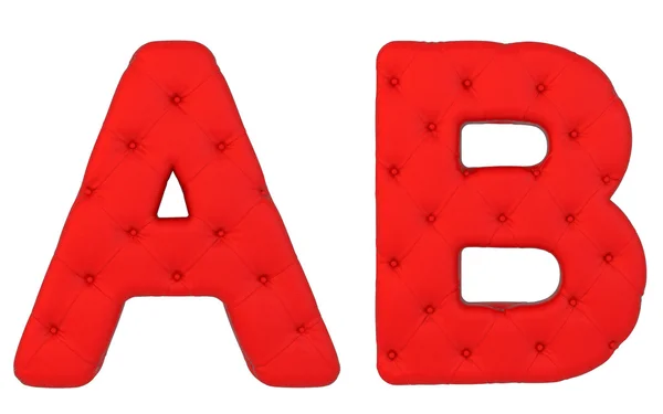 Luxo vermelho couro fonte A B letras — Fotografia de Stock