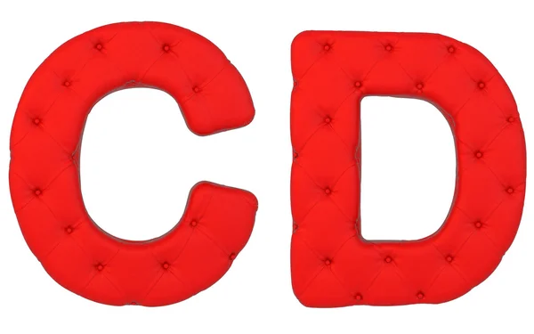 Caratteri di lusso in pelle rossa C D letters — Foto Stock