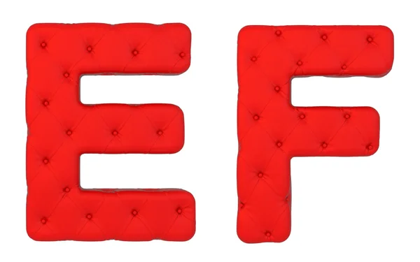 Luxus piros bőr betűtípus e f betűket — Stock Fotó