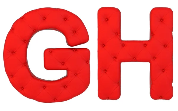 Luxury red leather font G H letters — Stock Photo, Image