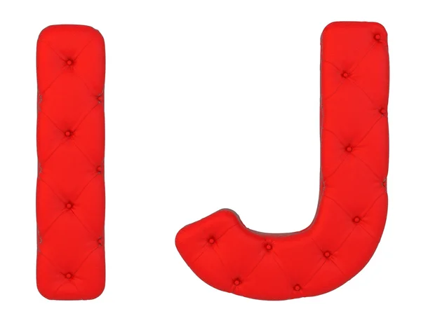 Luxo vermelho couro fonte I J letras — Fotografia de Stock