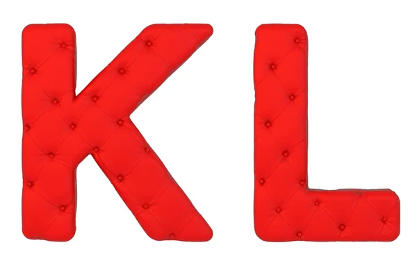 호화 스러운 빨간 가죽 글꼴 k l 편지 — 스톡 사진