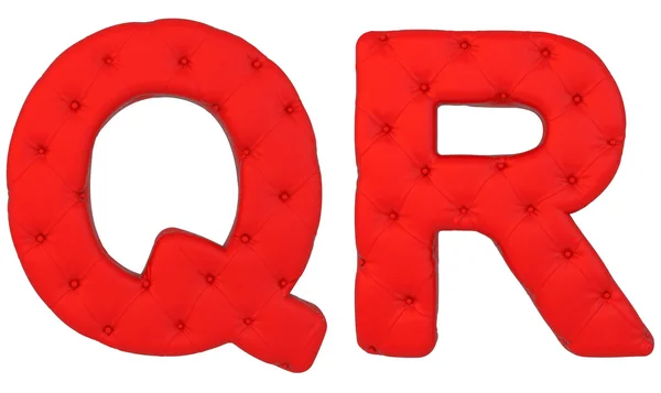 Fonte de couro vermelho de luxo Q R letras — Fotografia de Stock