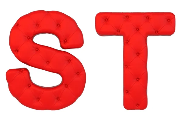 Caratteri di lusso in pelle rossa S T letters — Foto Stock