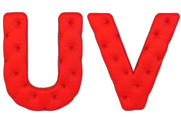 Luxo vermelho couro letra U V letras — Fotografia de Stock
