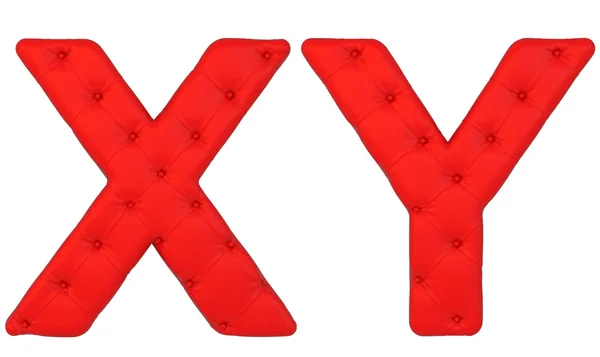 Luxus piros bőr betűtípus x y betű — Stock Fotó