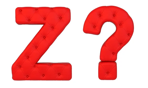 Caratteri di lusso in pelle rossa Z e marchio di query — Foto Stock