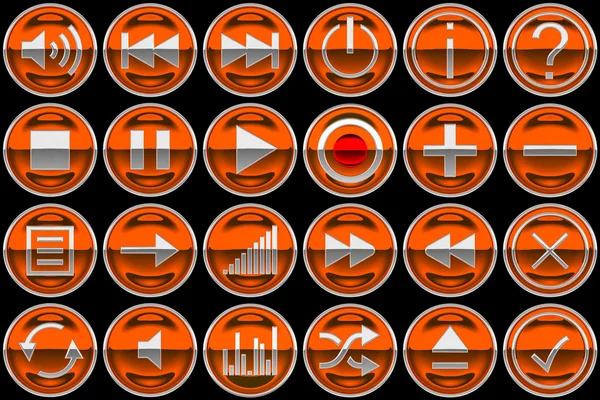 Round orange Control panel buttons — Stock Photo, Image