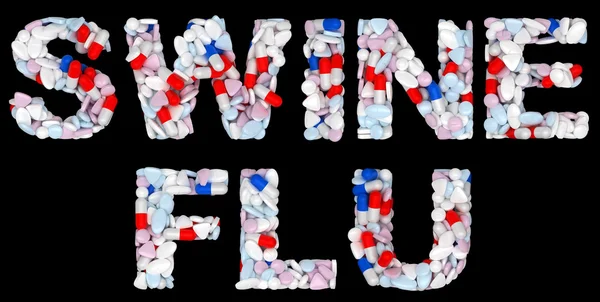 Varkensgriep: pillen en drugs vorm — Stockfoto