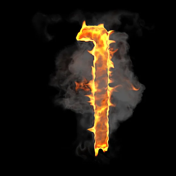 燃烧及火焰字体 1 数字 — 图库照片