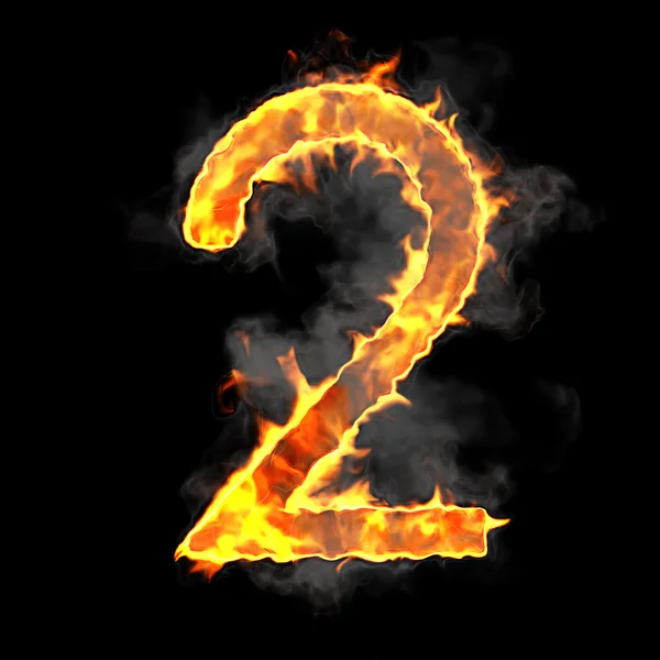 Burning and flame font 2 numeral — Stock Photo, Image