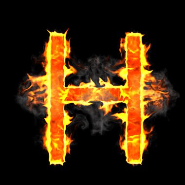 Burning and flame font H letter clipart