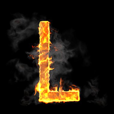 Burning and flame font L letter clipart