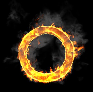 Burning and flame font O letter clipart