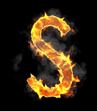 Burning and flame font S letter clipart