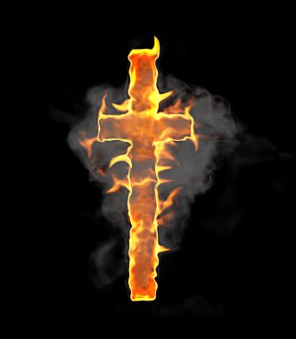 Burning and flame font T letter clipart