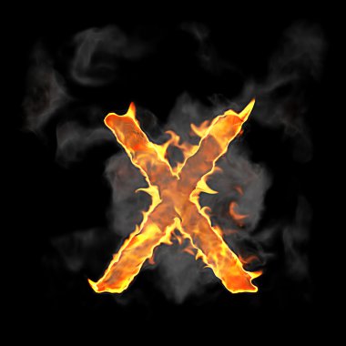 alev yanan ve yazı harf x