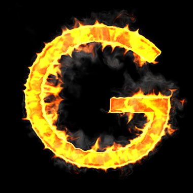 Burning and flame font G letter clipart