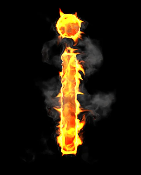 Burning and flame font I letter — Stock Photo, Image