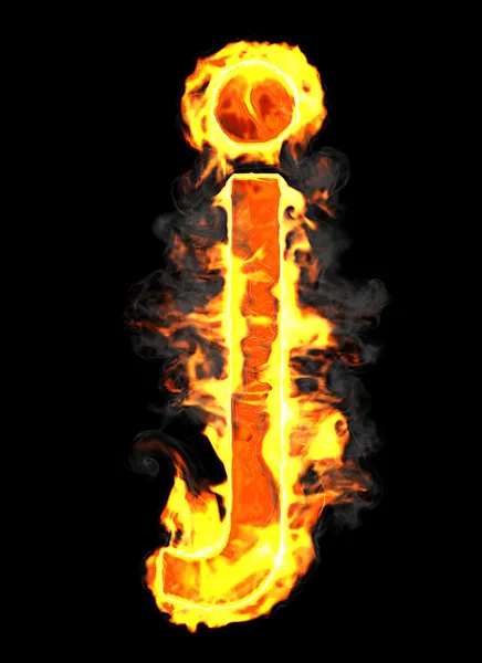 Alev yanan ve yazı tipi j harfi — Stok fotoğraf