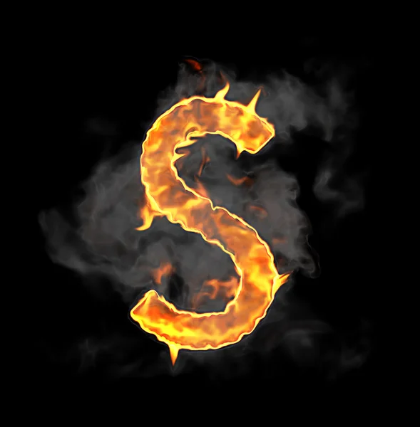 Branden en vlam lettertype s brief — Stockfoto