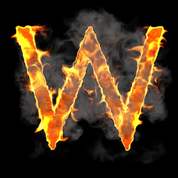 Branden en vlam lettertype w brief — Stockfoto