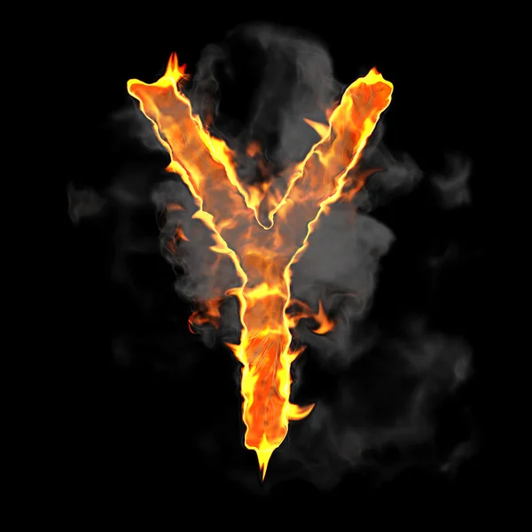 Branden en vlam lettertype y brief — Stockfoto