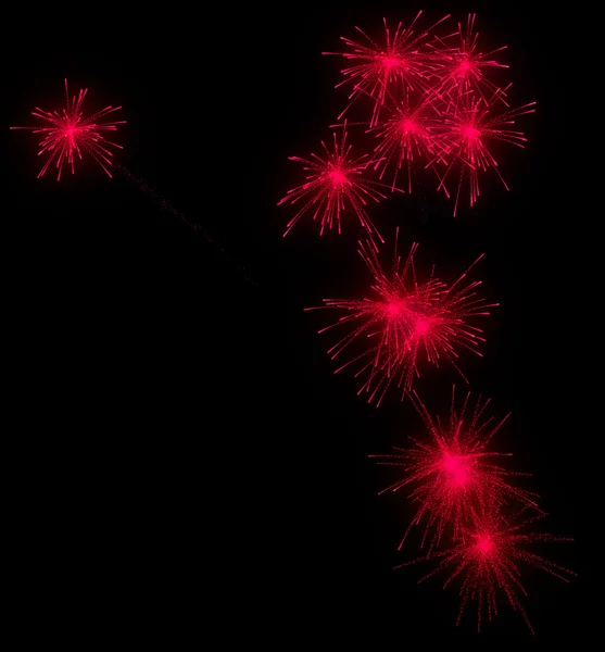 Festive red fireworks at night — Stock Photo, Image