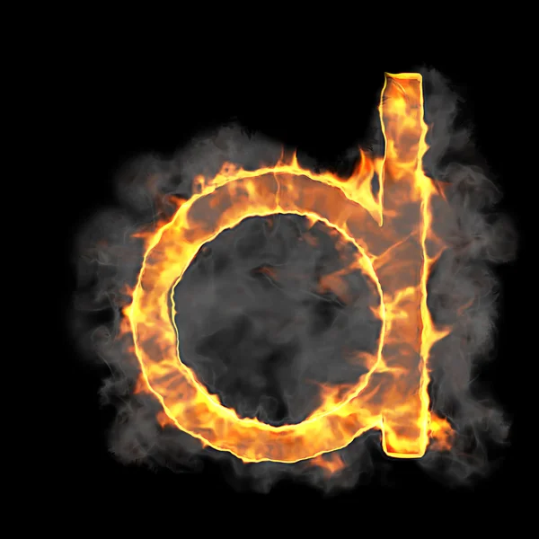 Горящий и горящий шрифт буквы D — стоковое фото