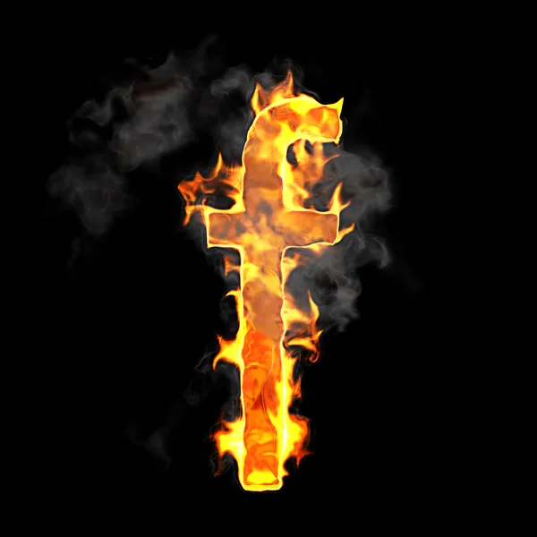 Brännande och lågan teckensnitt f brev — Stockfoto