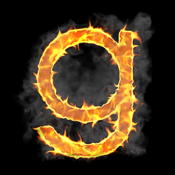 燃烧和火焰字体 g 信 — 图库照片