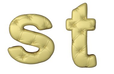 Luxury beige leather font S T letters clipart