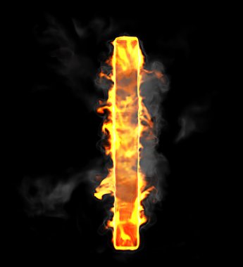 Burning and flame font I letter clipart