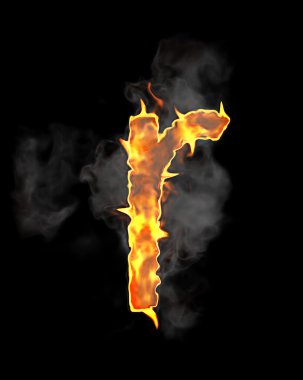 Burning and flame font R letter clipart