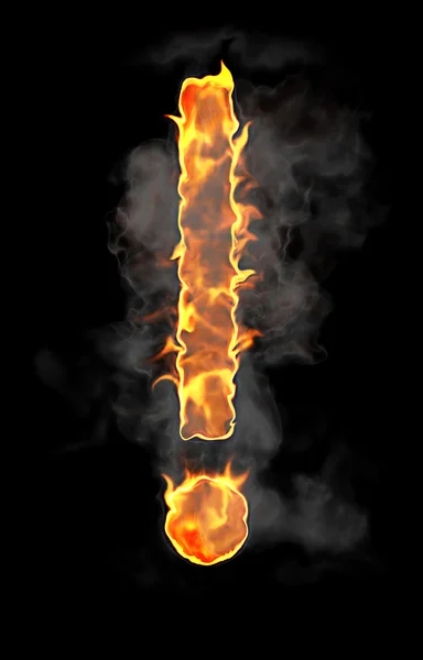 燃烧和火焰字体哇点 — 图库照片