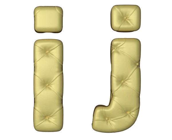 Luxury beige leather font I J letters — Stock Photo, Image