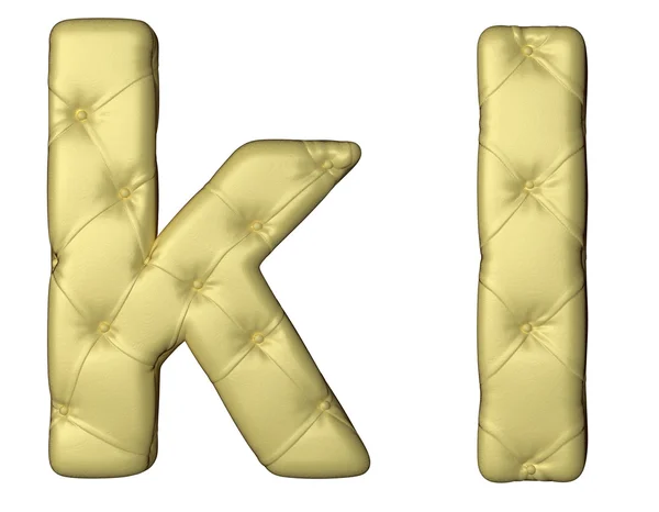 Luxo bege couro fonte K L letras — Fotografia de Stock