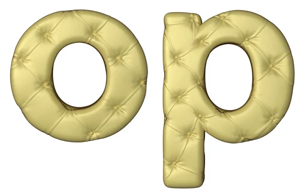 Lyx beige läder teckensnitt o p bokstäver — Stockfoto