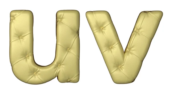 Luksusowy beżowy skórzany czcionki u v litery — Zdjęcie stockowe