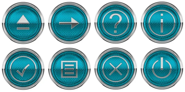 Round Blue Control icons set isolated — Stock Photo, Image