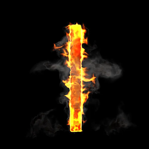 燃烧和火焰字体升信 — 图库照片