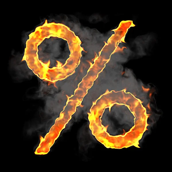 Burning and flame font percent symbol — Stock Photo, Image