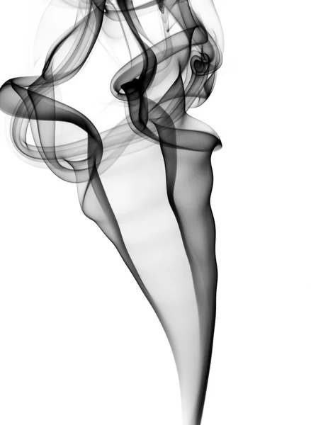 Abstrakt puff av svart rök på vit — Stockfoto