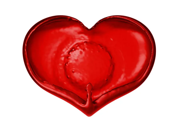 Amour et passion : Coeur liquide rouge — Photo