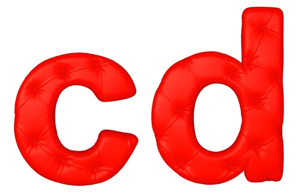 Lyx röd läder teckensnitt c d bokstäver — Stockfoto