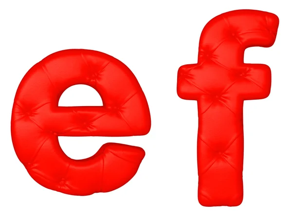 Luxus piros bőr betűtípus e f betűket — Stock Fotó