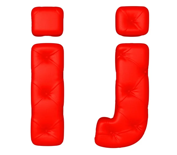 Luxus rote Lederschrift j i Buchstaben — Stockfoto