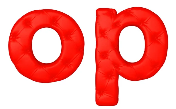 Kırmızı lüks deri yazı o p harfleri — Stok fotoğraf