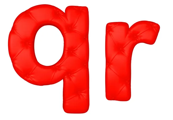 Luxus piros bőr betűtípus r q betűk — Stock Fotó